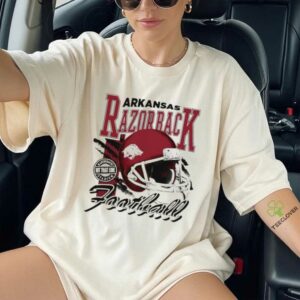 Arkansas Razorbacks hit that line varsity helmet shirt
