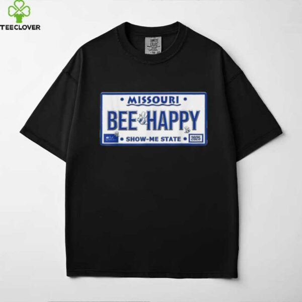 BEE Happy Missouri License Plate Cute Bee Graphic Design