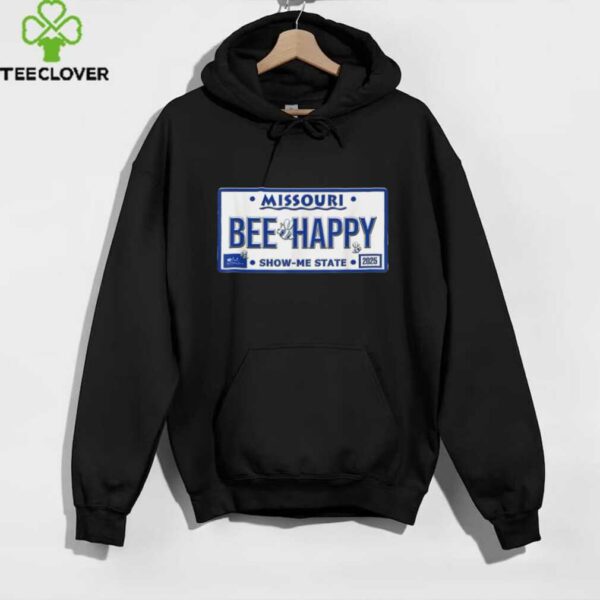 BEE Happy Missouri License Plate Cute Bee Graphic Design