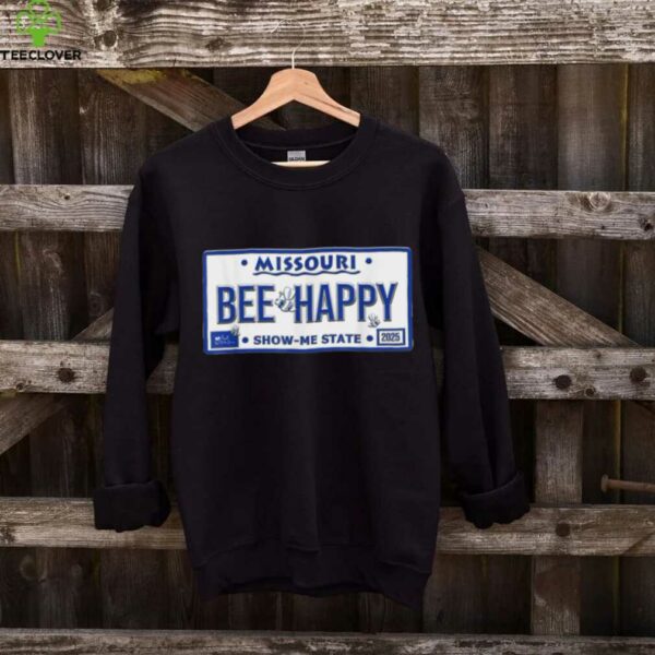 BEE Happy Missouri License Plate Cute Bee Graphic Design