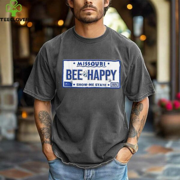 BEE Happy Missouri License Plate Cute Bee Graphic Design