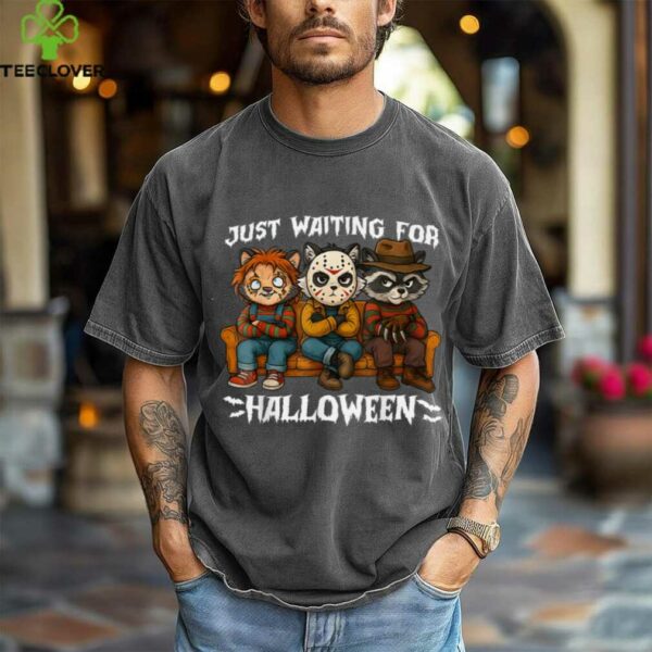 Just Waiting For Halloween Horror Raccoon Shirt