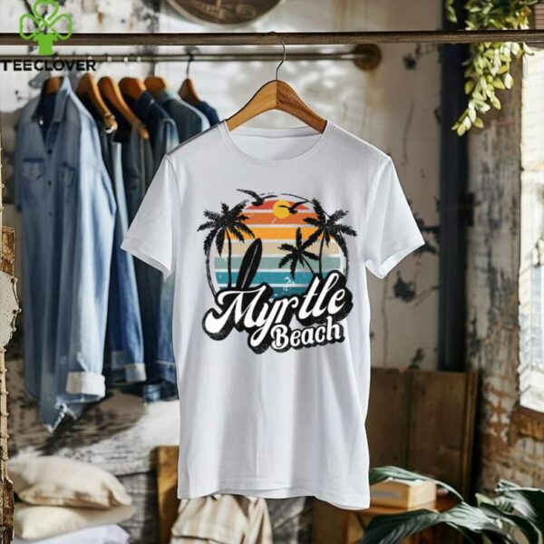 Myrtle Beach South Carolina Palm Tree Surf 70’S Retro Sunset Shirt