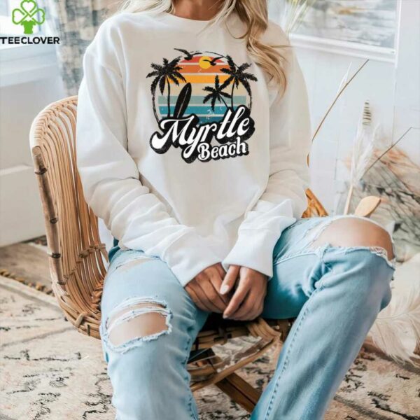 Myrtle Beach South Carolina Palm Tree Surf 70’S Retro Sunset Shirt