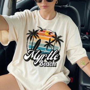 Myrtle Beach South Carolina Palm Tree Surf 70'S Retro Sunset Shirt
