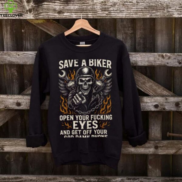 SAVE A BIKER   Skull Motorcycle Attitude Shirt