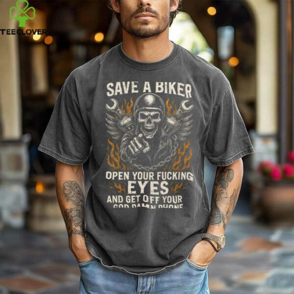 SAVE A BIKER   Skull Motorcycle Attitude Shirt