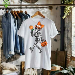 Skeleton Sunglasses Bow Tie Flower Halloween Girls Shirt