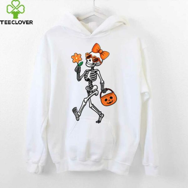 Skeleton Sunglasses Bow Tie Flower Halloween Girls Shirt