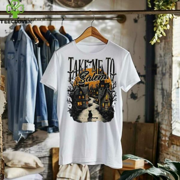 Take Me To Salem Black Cat Halloween Retro Vintage Shirt