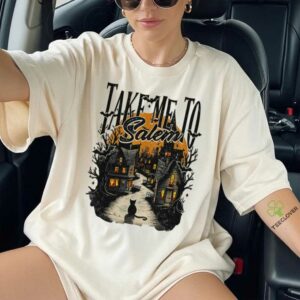 Take Me To Salem Black Cat Halloween Retro Vintage Shirt