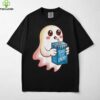 Vintage Cute Coquette Ghost Pumpkin Checkered Bow Halloween Shirt