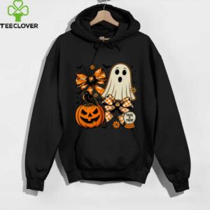 Vintage Cute Coquette Ghost Pumpkin Checkered Bow Halloween Shirt