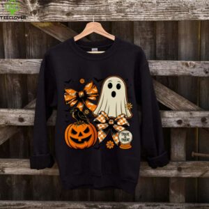 Vintage Cute Coquette Ghost Pumpkin Checkered Bow Halloween Shirt