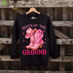 Boots On The Ground Pink Cowgirl Breast Cancer Girls shirt