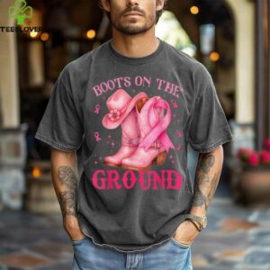 Boots On The Ground Pink Cowgirl Breast Cancer Girls shirt