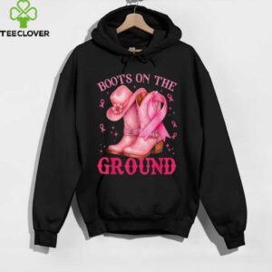 Boots On The Ground Pink Cowgirl Breast Cancer Girls shirt