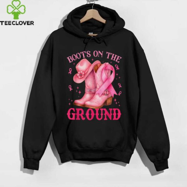 Boots On The Ground Pink Cowgirl Breast Cancer Girls shirt