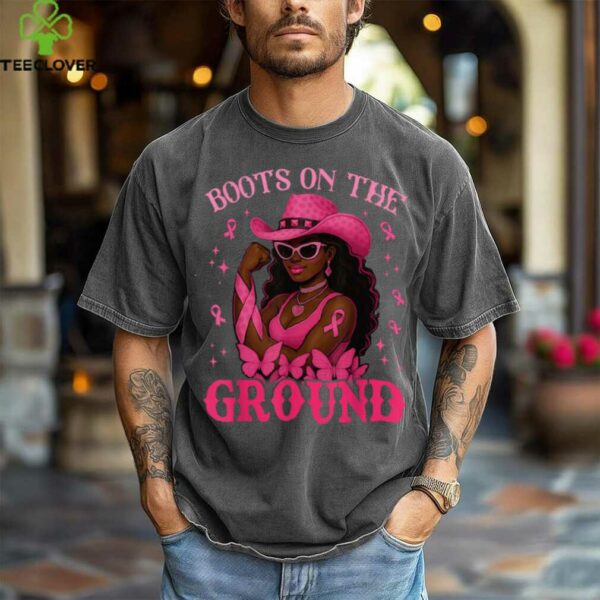 Boots On The Ground Pink Cowgirl Breast Cancer Western shirt