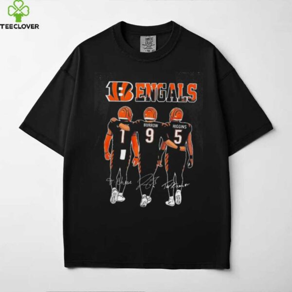 Cincinnati Bengals Ja’Marr Chase Joe Burrow and Tee Higgins signatures shirt