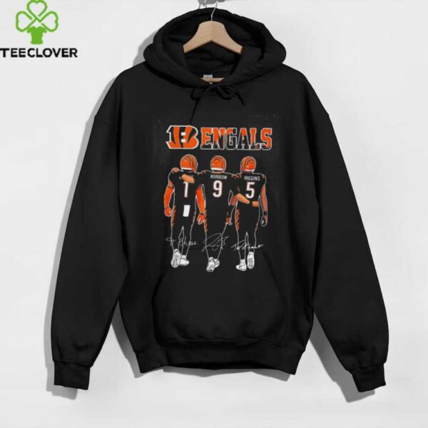 Cincinnati Bengals Ja’Marr Chase Joe Burrow and Tee Higgins signatures shirt