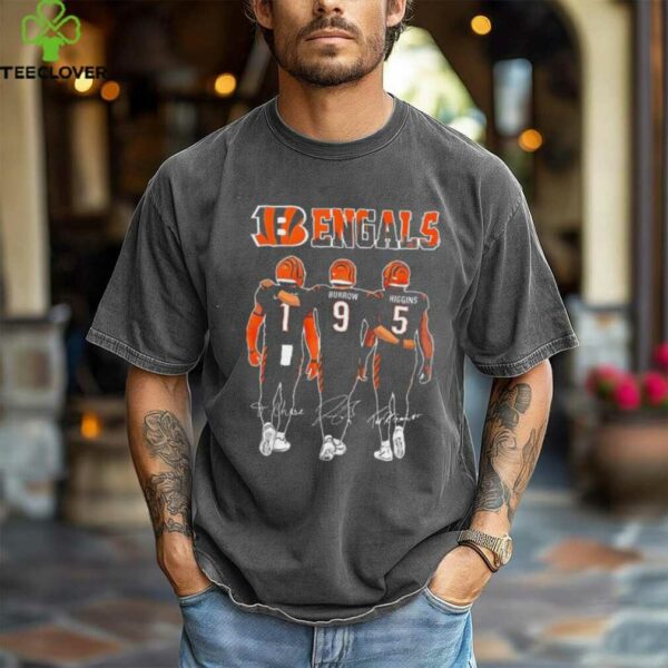 Cincinnati Bengals Ja’Marr Chase Joe Burrow and Tee Higgins signatures shirt