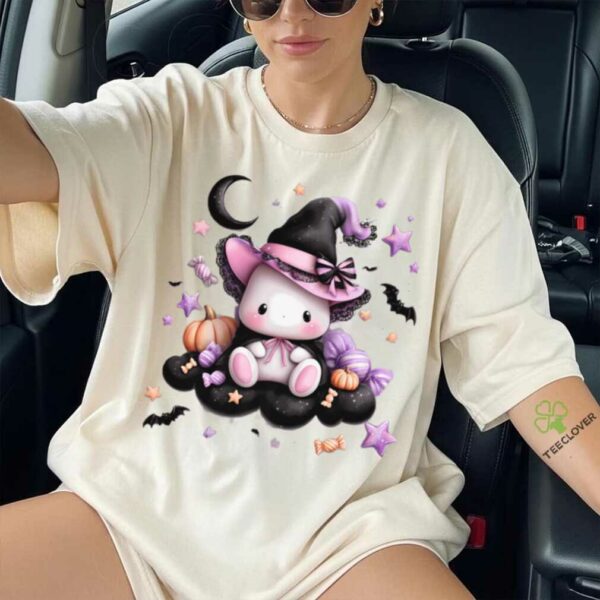 Cute Witch Bunny Halloween Magic Pumpkin Stars Shirt