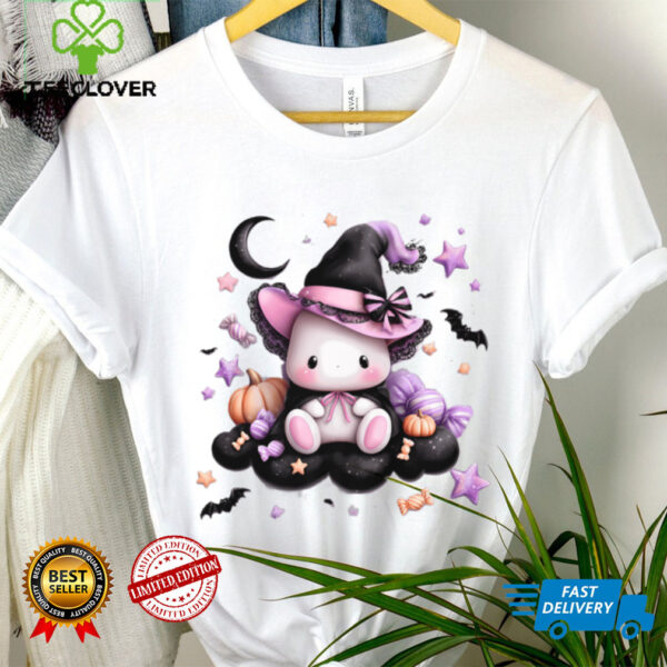 Cute Witch Bunny Halloween Magic Pumpkin Stars Shirt