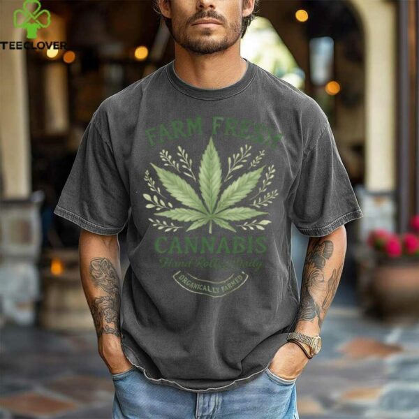 Farm Fresh Cannabis Leaf Organic Hand Rolled Style Shirt