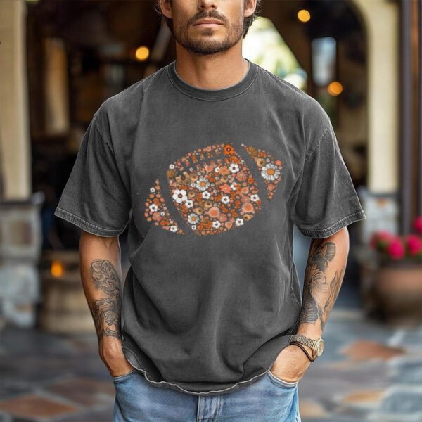 Floral Football Retro Game Day Brushstroke Shirt
