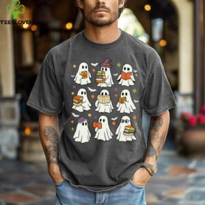 Ghost Book Reading Halloween Reader Teacher Cute Shirt