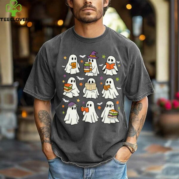 Ghost Book Reading Halloween Reader Teacher Cute Shirt