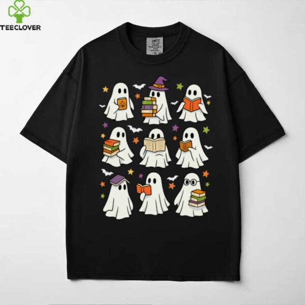 Ghost Book Reading Halloween Reader Teacher Cute Shirt