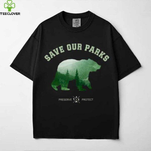 Green Bear Silhouette Forest Preserve Protect Nature Art shirt
