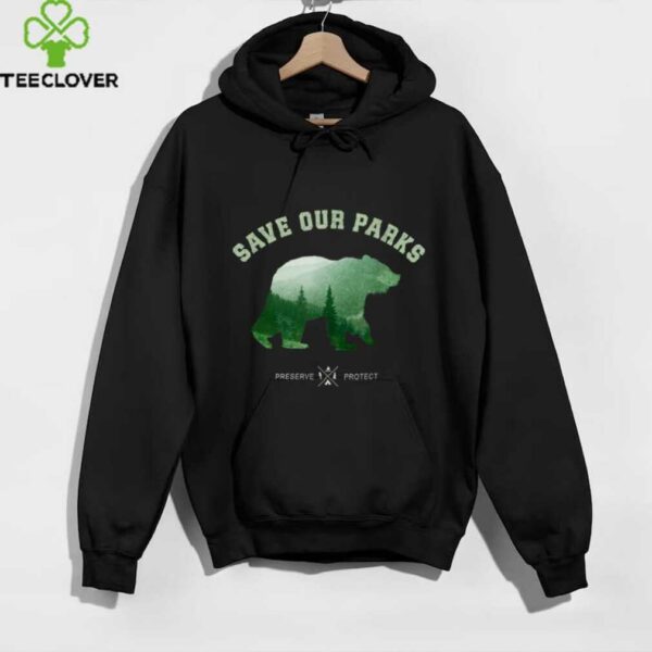 Green Bear Silhouette Forest Preserve Protect Nature Art shirt
