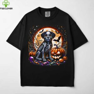 Halloween Skeleton Dog Spooky Animal Girls Graphic Shirt