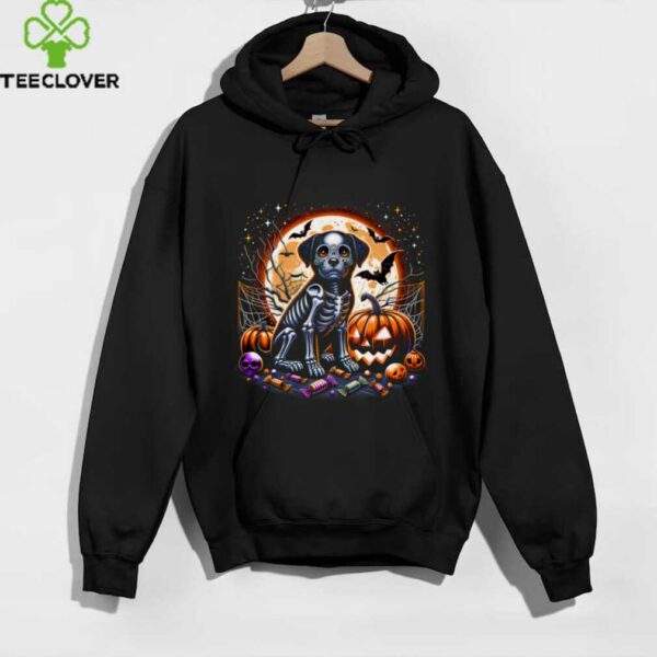 Halloween Skeleton Dog Spooky Animal Girls Graphic Shirt