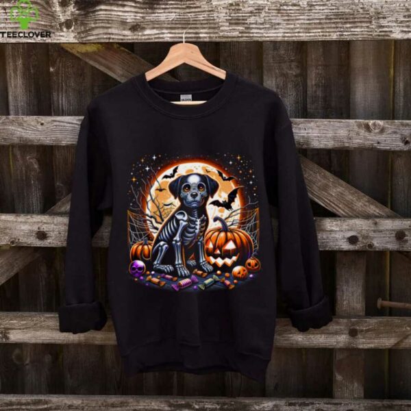 Halloween Skeleton Dog Spooky Animal Girls Graphic Shirt
