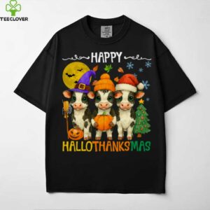 Happy Hallothanksmas Moo Cow Lover Holiday Mashup Shirt