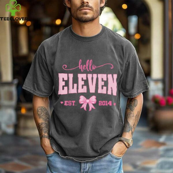 Hello Eleven Est 2014 Coquette Bow 11th Birthday Girl Shirt