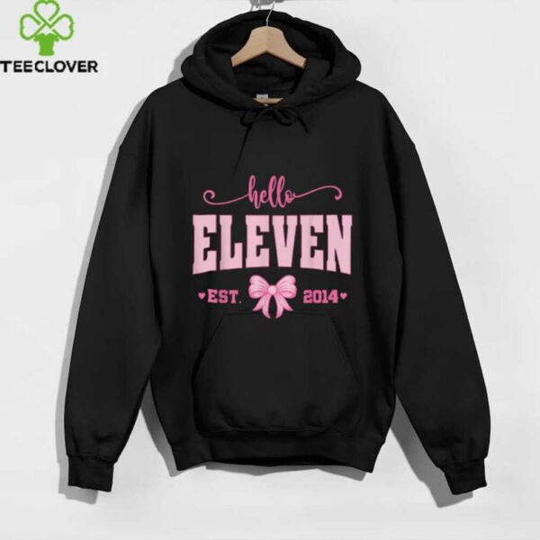 Hello Eleven Est 2014 Coquette Bow 11th Birthday Girl Shirt