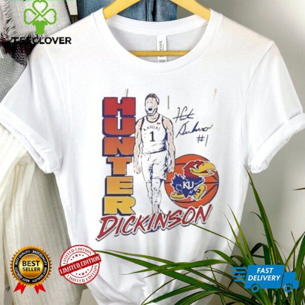 Hunter Dickinson 1 Kansas Jayhawks Basketball player signature shirt