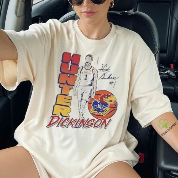 Hunter Dickinson 1 Kansas Jayhawks Basketball player signature shirt