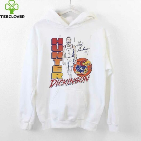 Hunter Dickinson 1 Kansas Jayhawks Basketball player signature shirt