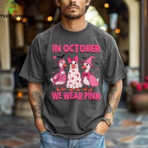 In October We Wear Pink, Goose Breast Cancer, Pink Ribbon Shirt