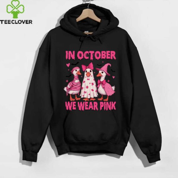 In October We Wear Pink, Goose Breast Cancer, Pink Ribbon Shirt