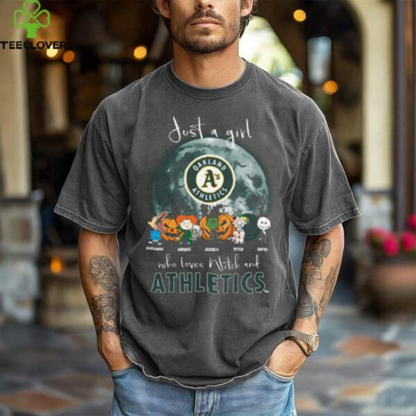 Just a Girl Who Loves Witch and Athletics Oakland A’s Halloween T Shirt