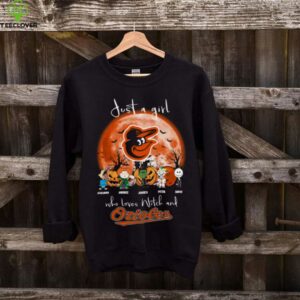 Just a Girl Who Loves Witch and Orioles   Halloween T Shirt