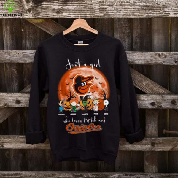 Just a Girl Who Loves Witch and Orioles   Halloween T Shirt