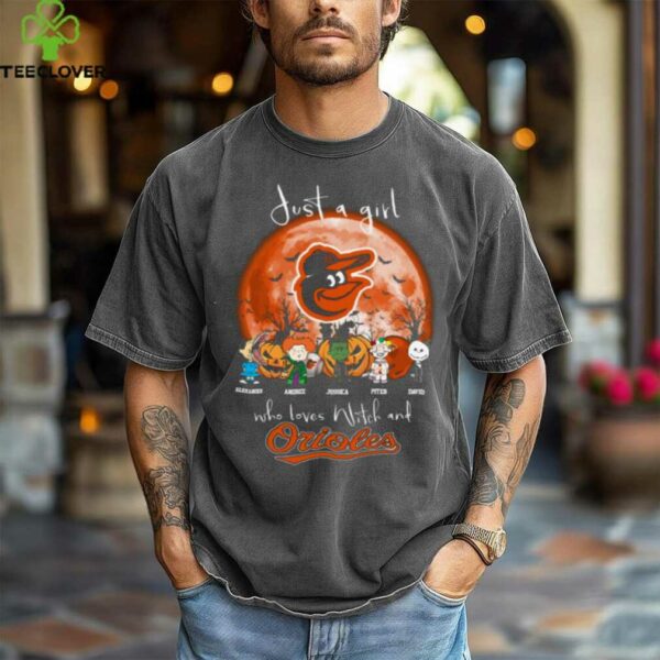 Just a Girl Who Loves Witch and Orioles   Halloween T Shirt
